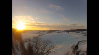 Lammershagen bei Selent - Panoramavideo und Sonnenuntergang bei Schnee aus Hub-Arbeitsbühne