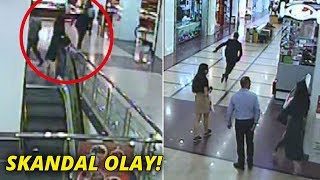 Skandal olay! Yürüyen merdivende etek altı görüntülerini çekti