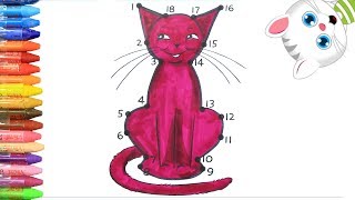 Как нарисовать точка в точку кошка с MiMi | Раскраски детей HD | Рисование и окраска