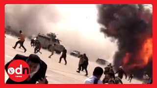 Multiple Explosions Caught on Camera as Aden Airport in Yemen Attacked