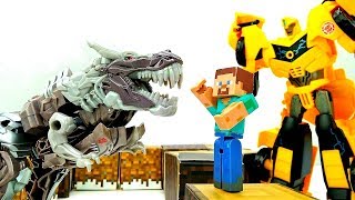 Секреты игры Майнкрафт - Стив и Бамблби ловят Динобота Трансформера!