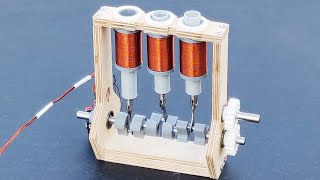 Making Inline Three Cylinder Engine Using Magnets