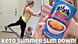 Keto Summer Slim Down Day 3 | Full Day of Eating & Booty Building Band Workout!