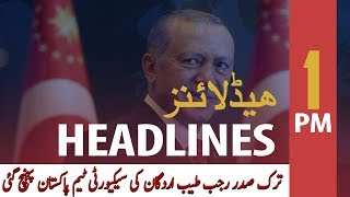 ARY News Headlines | Turkish President Recep Tayyip  team arrives in Pakistan | 1 PM | 10 Feb 2020
