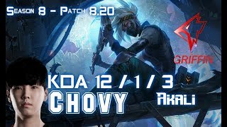GRF Chovy AKALI vs TALON Mid - Patch 8.20 KR Ranked