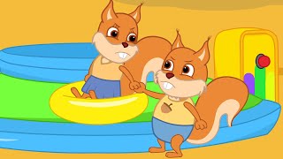 Famille d'Écureuil - Toboggan Gonflable Animé 2023 en Français