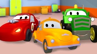Tom der Abschleppwagen und Rennauto, MÃ¼llauto, Taxi in Car City | Lastwagen Cartoon fûr Kinder