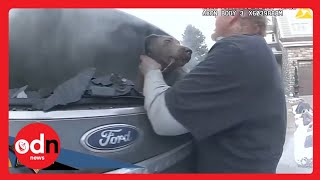 Dramatic RESCUE of a dog in a burning car