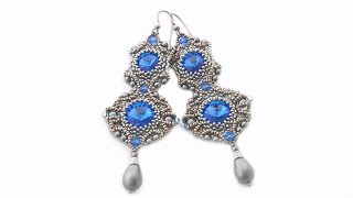 Серьги  из бисера  модели "Autumn" с кристаллами Sapphire