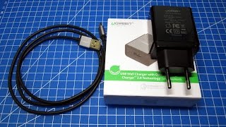 Быстрое зарядное устройство QC 2.0 и USB кабель от Ugreen