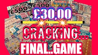 BOOM!...BIG £30,00 Scratchcard Game.FINAL..Full £500s.Dough.£500,000 Red.Wonderlines.M