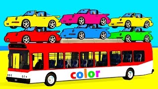 Bus and Color Car for Kids - Spiderman Cars Cartoon w Colors for Children Fun Superheroes
