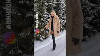 Ania- boots, fur and snow ️ ️ ️#shorts #legs #heels