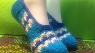 Вязание спицами домашние тапочки #87