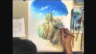 【アナログで描いてみたシリーズ #1】「崖」ポスターカラーでアニメ背景!- Japanese background animation