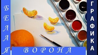Как нарисовать дольки МАНДАРИНА. Акварель или акварельные карандаши.