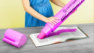 6 MATERIAIS ESCOLARES GIGANTES vs MINIATURAS DIY / PEGADINHAS PARA FAZER NA ESCOLA!