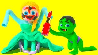 BABY ELSA MAKE UP ❤ Spiderman, Hulk & Frozen Elsa Play Doh Cartoons For Kids