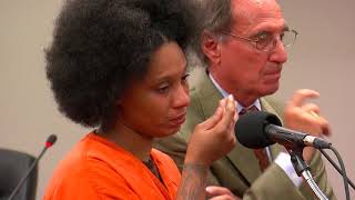 Beverly Burrell delivers a statement and is sentenced.