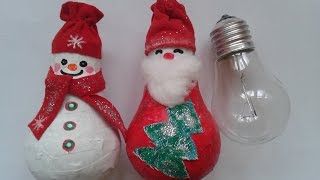 DIY:НОВОГОДНИЕ ИГРУШКИ из Лампочек своими руками/SNOWMEN from LIGHT BULBS