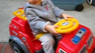 laith with his fire truck