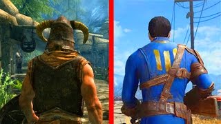 Fallout 4 VS Skyrim Remastered - WHY FALLOUT 4 Coop NOT GOOD COMPARED TO SKYRIM COOP !!!