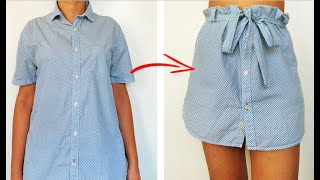 CÓMO HACER FALDA CON UNA CAMISA VIEJA - RECICLA TU ROPA VIEJA A NUEVA - DIY CLOTHES LIFE HACKS