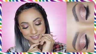 MAQUILLAJE CON BRILLOS + PEINADO  ♥♥♥ GLITTER GLAM MAKEUP ♥♥♥ Andy Lo