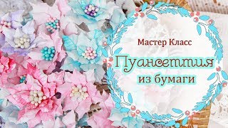 мк ПУАНСЕТТИЯ из бумаги. Цветы для скрапбукинга. Tutorial paper flowers/ poinsettia / scrapbooking