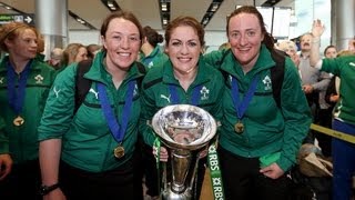 Irish women's rugby team returns triumphant