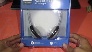unboxing philips ultra light weight headphones sbc-hl-140