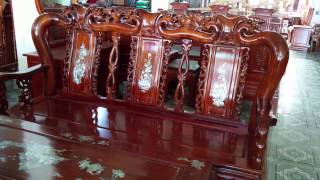 Bộ bàn ghế Minh Đào vách khảm,gỗ Gụ lào