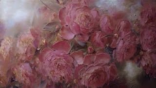 "Розовые пионы". Живопись маслом. Process of creating oil painting. Oil painting demonstration.