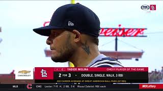 Yadier Molina says Jordan Hicks is getting "better and better"
