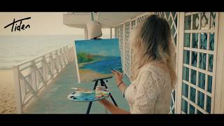 An artist working on a painting stock footage
