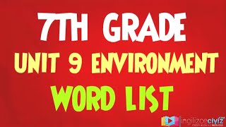 7 Sınıf 9 Ünite Environment Kelimeler Word List