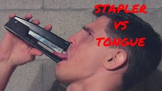 STAPLING MY TONGUE | Bodybuilder VS Stapler | Insane Challenge Gone Right BLOOD