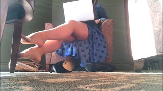Pantyhose Shoeplay @ The Library ~ Part One