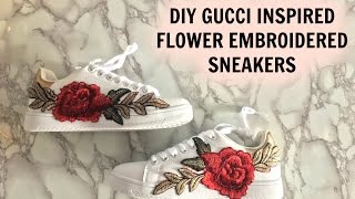 ♡ DIY GUCCI INSPIRED FLOWER EMBROIDERED SNEAKERS |VOGUEUNICORN ♡