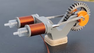 Making V-type Double Cylinder Engine Using Magnets
