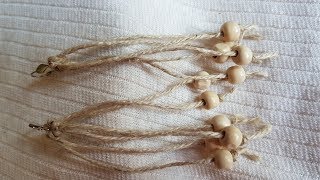 Jüt İp İle Küpe Yapımı - DIY Simple Beaded Earrings