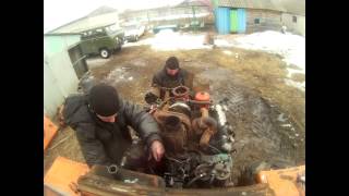Снятие двигателя т-150(Timelapse)