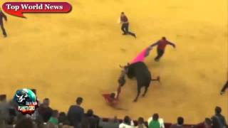 БЫК СТАЩИЛ ТРУСЫ С ПОСЕТИТЕЛЯ КОРРИДЫ / BULL pull off shorts with VISITOR bullfighting in Zaragoza