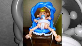 Фигуры из воздушных шаров, выписка из роддома,  машина figures from balloons baby decoration