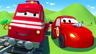 Поезд Трой и Гоночный автомобиль в Автомобильный Город |Мультфильм для детей