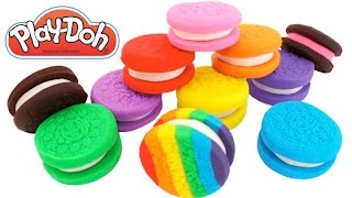 Play Doh Rainbow Oreo Cookies How to Make Play Dough Food * RainbowLearning
