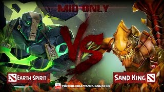 Earth Spirit VS Sand King [Битва героев Mid only] Dota 2