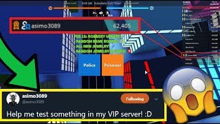 JOINING ASIMO3089'S PRIVATE TESTING SERVER! (Roblox Jailbreak!)