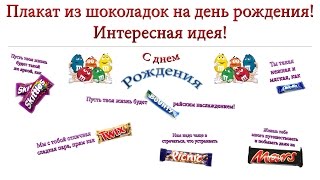 Плакат на день рождения подруге своими руками с шоколадками