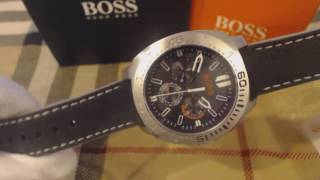 Men's Hugo Boss Orange Sao Paulo Black Leather Black Dial Watch 1513298